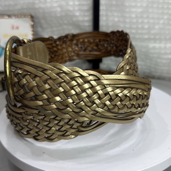 (H)White Stag Gold Braided Belt vintage leather Accessory,Sz L women’s - Picture 2 of 12